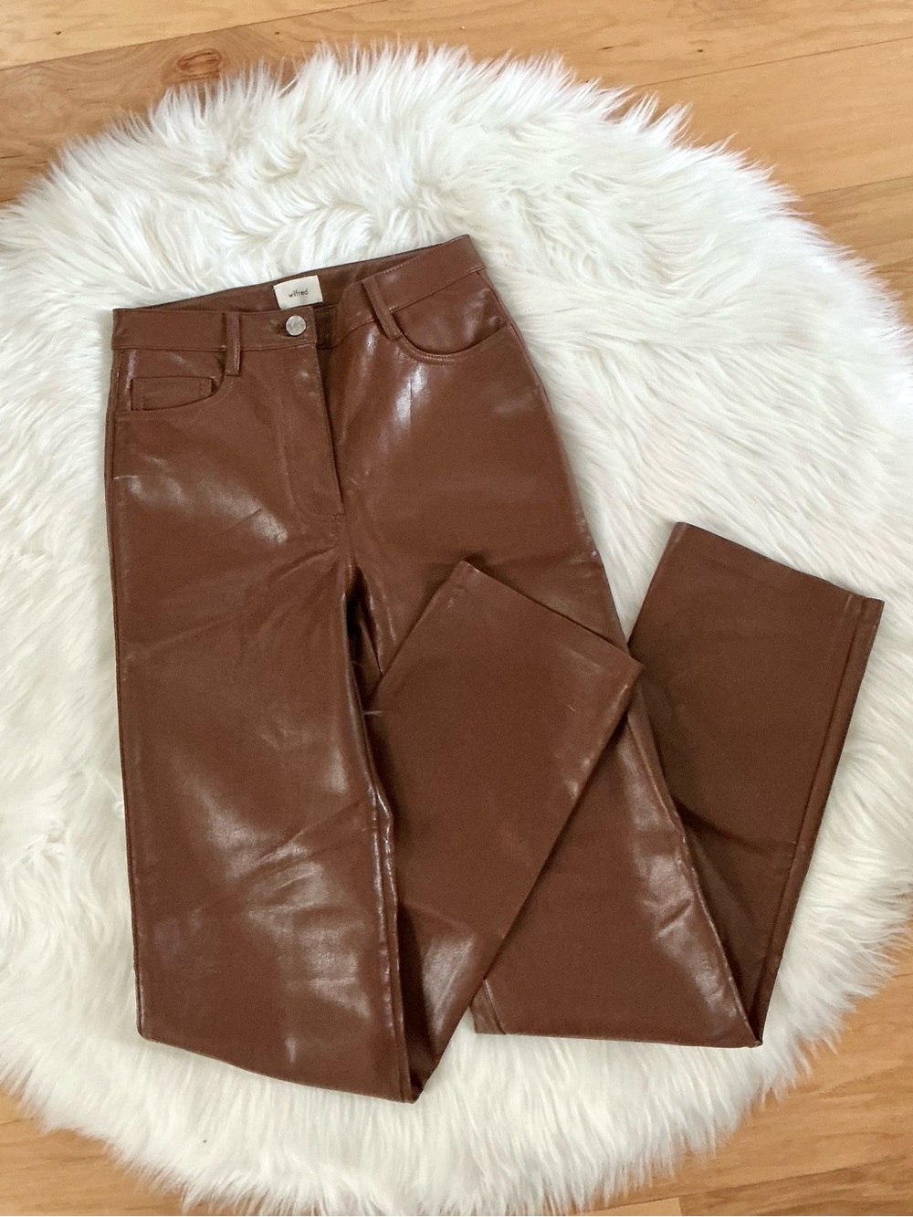 Wilfred Aritzia Melina Vegan Leather High Rise Straight Leg Pants Size 0
